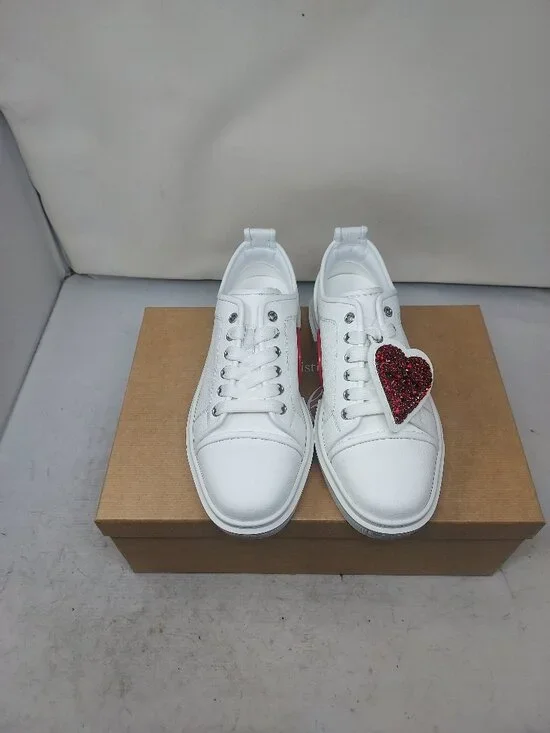 Christian Louboutin MENS White Heart Love Adolon Junior Sneaker - Picture 5 of 12